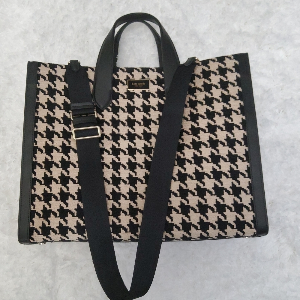 TWEED FOR FALL!  Kate Spade Houndstooth Tote - Picture 6 of 10